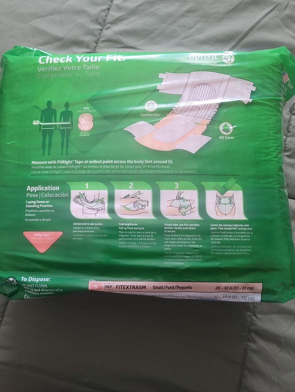 Adult Incontinence Briefs - PINK - FIT RIGHT OPTIFIT- BRIEFS Size - S